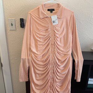 Forever 21+ Blush Ruched Knit Shirt Dress - 1X (New With Tags)